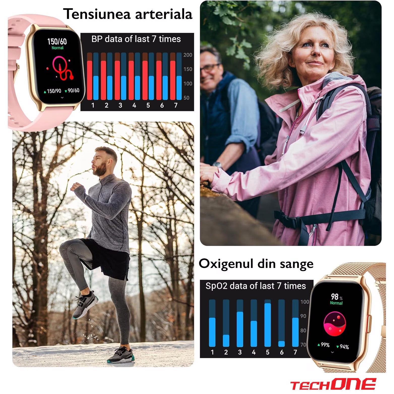 Ceas Smartwatch TechONE Wand Pro, Gold Ceas Smartwatch TechONE Wand Pro, Gold